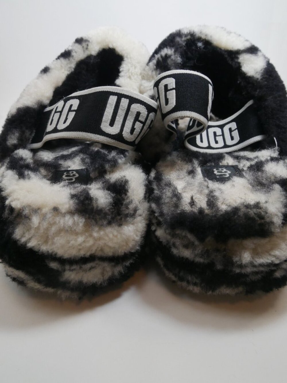 Ugg Fluff Yeah Slide Marble Sandal Slippers Black White Women's Size 8 Strappy - Picture 7 of 8